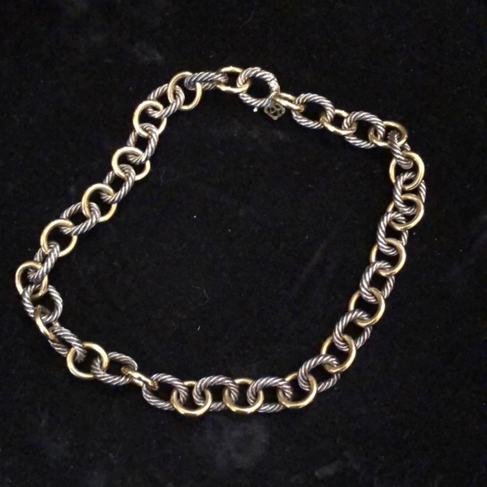 David Yurman 18kt and sterling oval link necklace